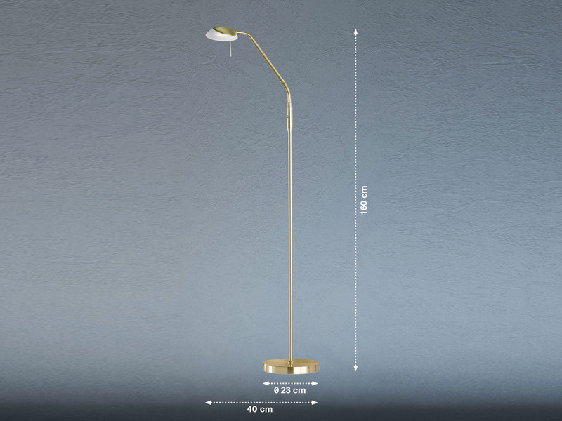 LED Leseleuchte POOL Messing dimmbar, Höhe 160cm
