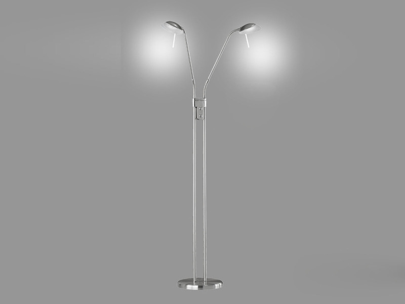 LED Stehleuchte POOL Silber 2-flammig dimmbar, Höhe 160cm