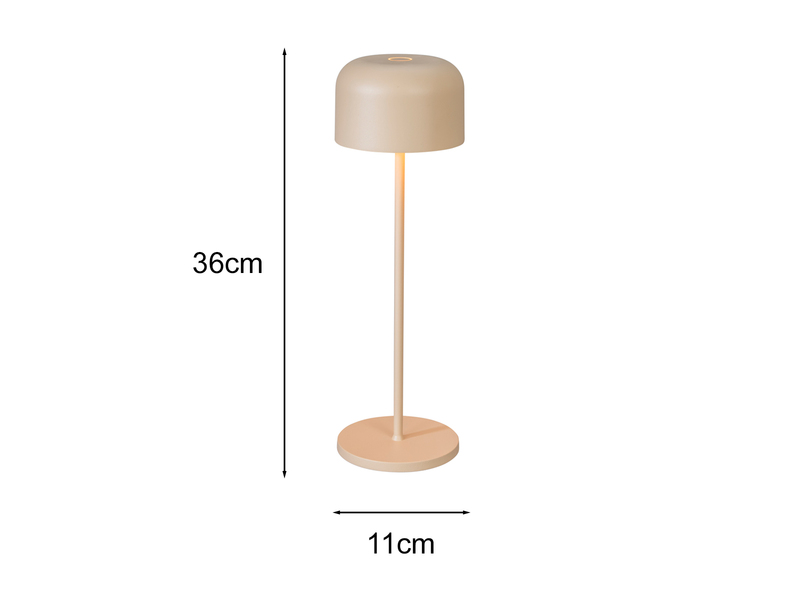 Akku Tischleuchte LILLE per USB aufladbar, Beige Höhe 36cm