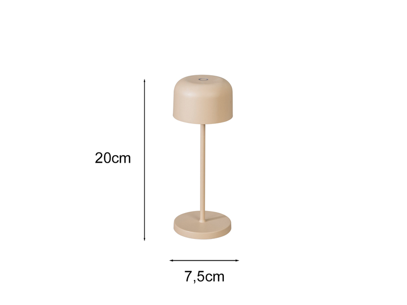 Kleine Akku Tischleuchte LILLE per USB aufladbar, Beige Höhe 20cm