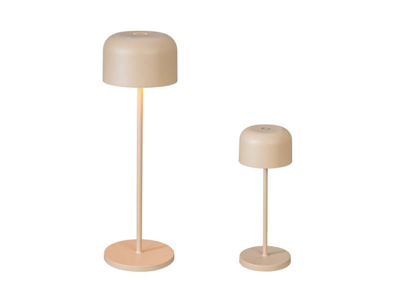 SET Akku Tischleuchten per USB aufladbar, Beige Höhe 20cm & 36cm