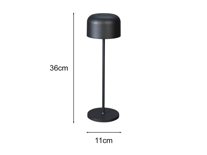 SET Akku Tischleuchten per USB aufladbar, Schwarz Höhe 20cm & 36cm