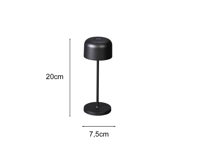 SET Akku Tischleuchten per USB aufladbar, Schwarz Höhe 20cm & 36cm