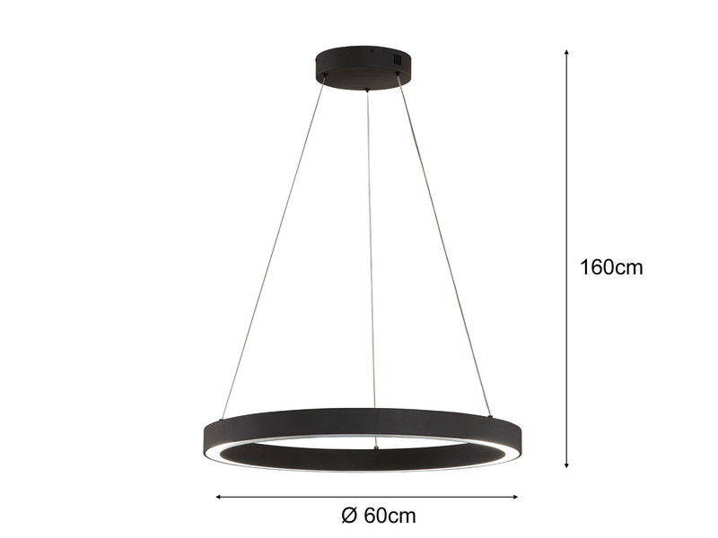 LED Tageslicht Pendelleuchte SIRKO mit Fernbedienung dimmbar, Ø 60cm groß