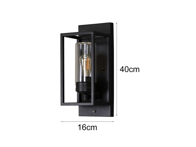 Außenwandleuchte TRANI mit Dämmerungssensor, H: 40cm Edelstahl Schwarz