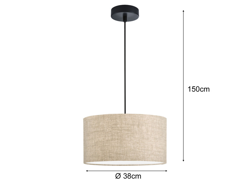 LED Hängelampe mit Lampenschirm Leinen Beige Ø 38cm