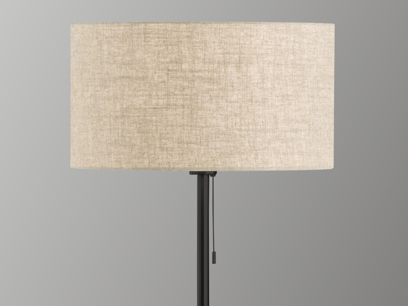 Stehlampe Schwarz mit LED dimmbar, Leselampe & Leinenschirm Beige, 175cm groß