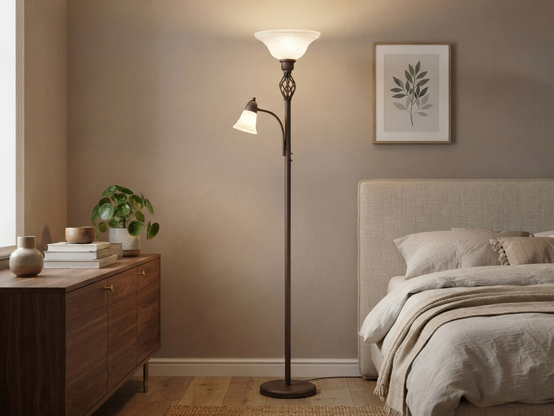 Deckenfluter RUSTICA im Landhausstil Rostoptik mit Leselampe, Höhe 180cm