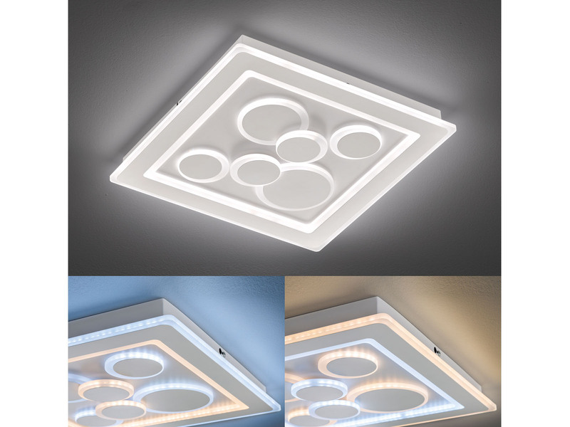 LED Deckenleuchte RATIO Weiß mit Fernbedienung dimmbar & Tageslicht, 50x50cm