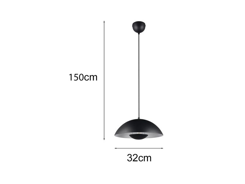 Pendelleuchte VARYA Metallschirm Schwarz mit Blendschutz Ø 32cm