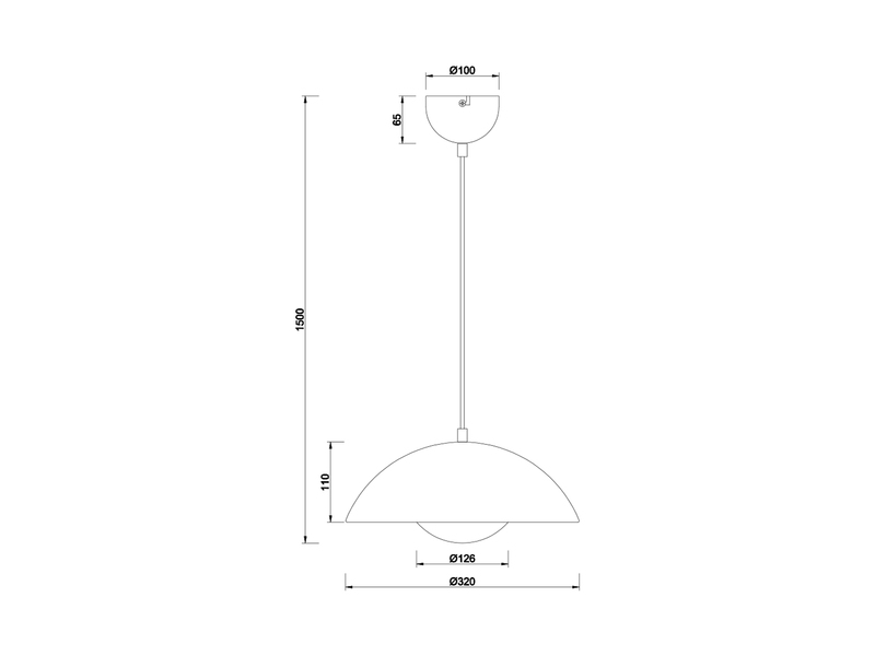 Pendelleuchte VARYA Metallschirm Schwarz mit Blendschutz Ø 32cm