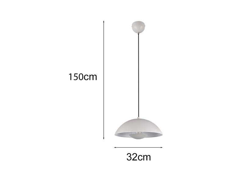 Pendelleuchte VARYA Metallschirm Hellgrau mit Blendschutz Ø 32cm