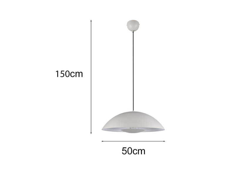 Große Pendelleuchte VARYA Metallschirm Hellgrau mit Blendschutz Ø 50cm