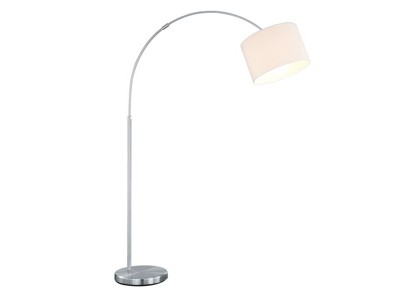 Große Bogenlampe HOTEL E27 Stoffschirm Weiß, höhenverstellbar von 150-215cm