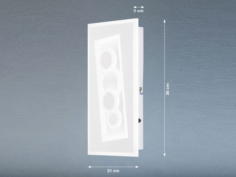 Flache LED Wandleuchte RATIO Weiß mit Schalter dimmbar & Lichtfarbe, 38x21cm