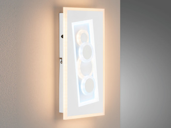 Flache LED Wandleuchte RATIO Weiß mit Schalter dimmbar & Lichtfarbe, 38x21cm