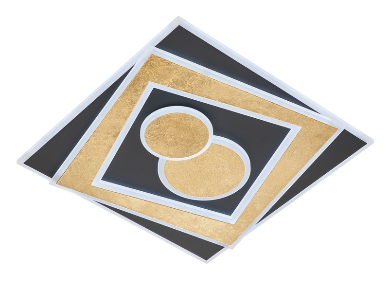 LED Deckenleuchte RATIO Schwarz Gold mit Fernbedienung, 50x50cm