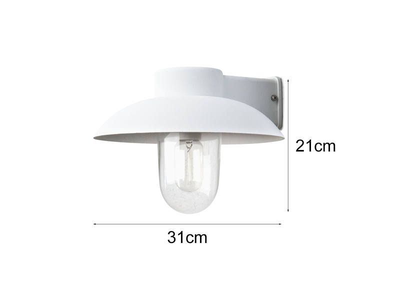 LED Außenwandleuchte aus Aluminium Weiß & Klarglas, Höhe 21cm