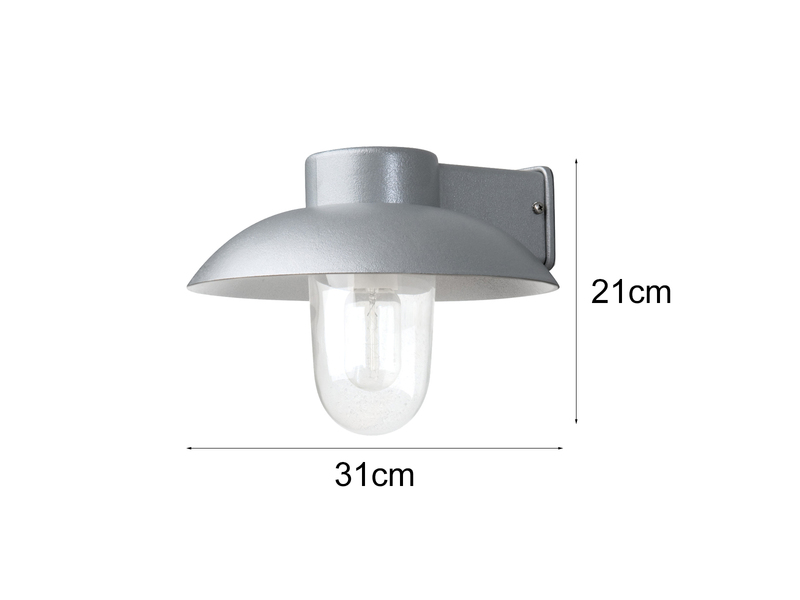 LED Außenwandleuchte aus Aluminium Silbergrau & Klarglas, Höhe 21cm