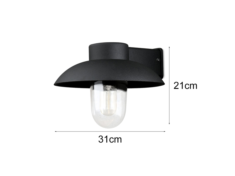 LED Außenwandleuchte aus Aluminium Schwarz & Klarglas, Höhe 21cm