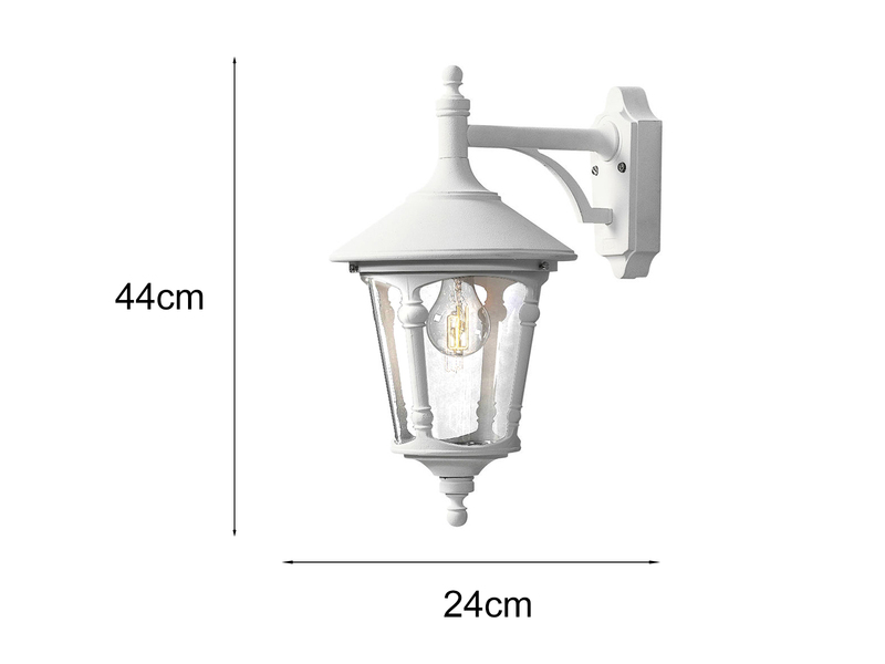 Außenwandleuchte LED Laterne hängend Aluminium Weiß, Höhe 44cm