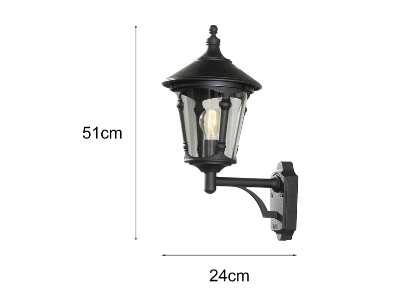 Außenwandleuchte LED Laterne stehend Aluminium Schwarz, Höhe 51cm