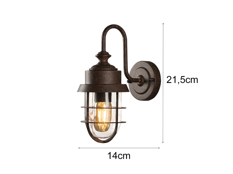 Robuste Außenwandleuchte CERIGNOLA aus Stahl Rostoptik Höhe 21,5cm