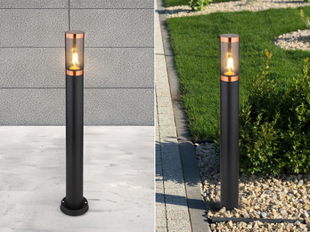 LED Wegeleuchte aus Edelstahl in Schwarz & Kupfer, Höhe 80cm