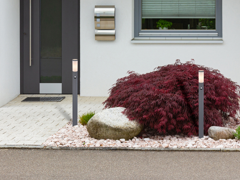 LED Wegeleuchte mit Bewegungsmelder in Anthrazit & Opal, Höhe 110cm