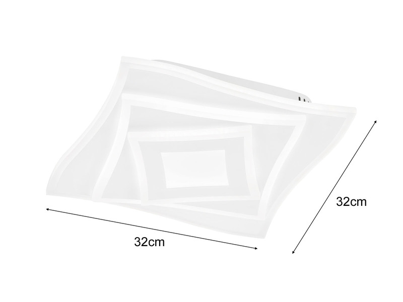 LED Deckenleuchte HERO Weiß dimmbar, Tageslicht & RGB, Quaddrat 32cm