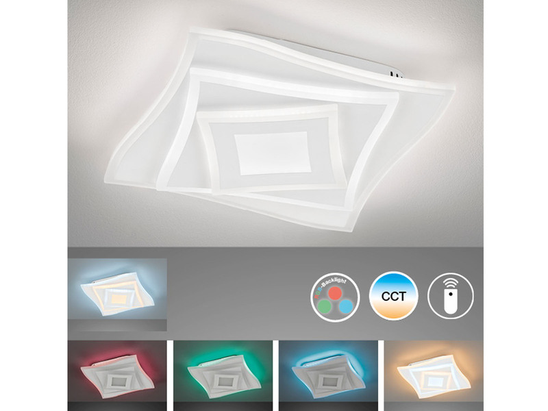 LED Deckenleuchte HERO Weiß dimmbar, Tageslicht & RGB, Quaddrat 32cm