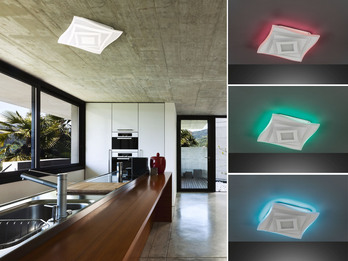 LED Deckenleuchte HERO Weiß dimmbar, Tageslicht & RGB, Quaddrat 32cm