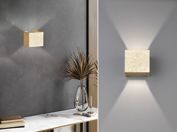 LED Updown Wandleuchte WALL Gold für Innen & Außen - 10cm breit