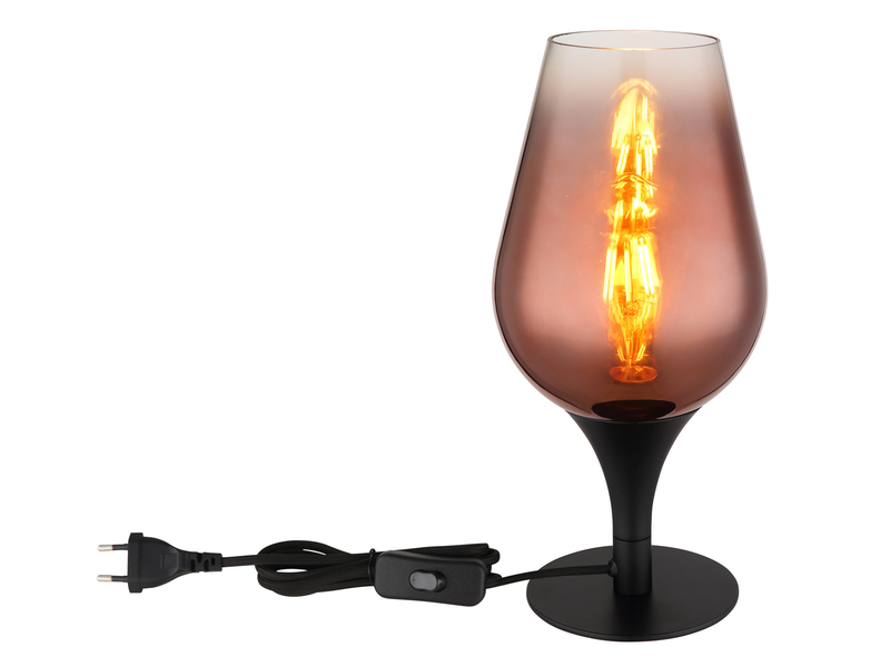 Ausgefallene Tischleuchte LAVUS mit Glas Lampenschirm Kupferfarbig, Höhe 31cm