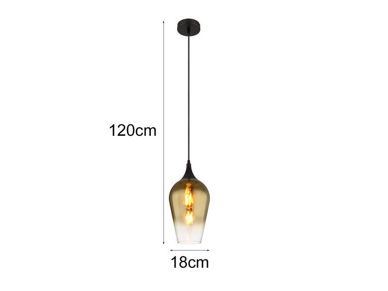 Kleine Pendelleuchte LAVUS 1-flammig Glas Lampenschirm Gold, Ø18cm