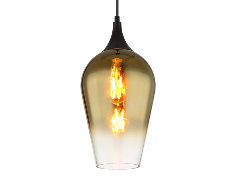 Kleine Pendelleuchte LAVUS 1-flammig Glas Lampenschirm Gold, Ø18cm