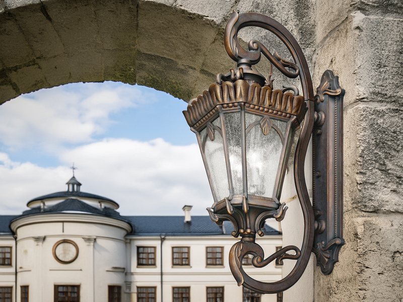 Extra große antike LED Außenwandleuchte stehend Bronzefarbig, Höhe 117cm