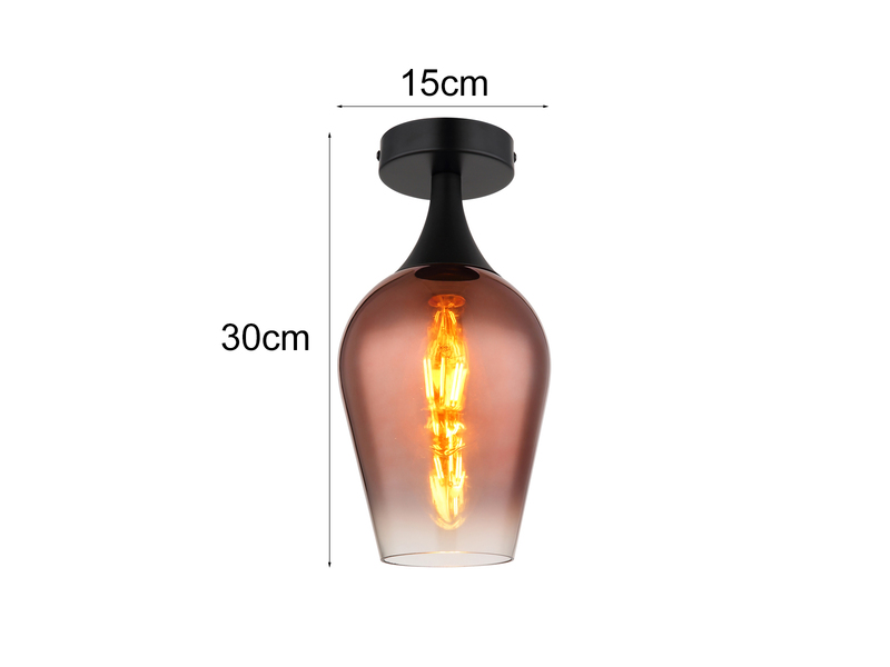 Kleine Deckenleuchte LAVUS mit Glas Lampenschirm Kupferfarbig, Ø15cm