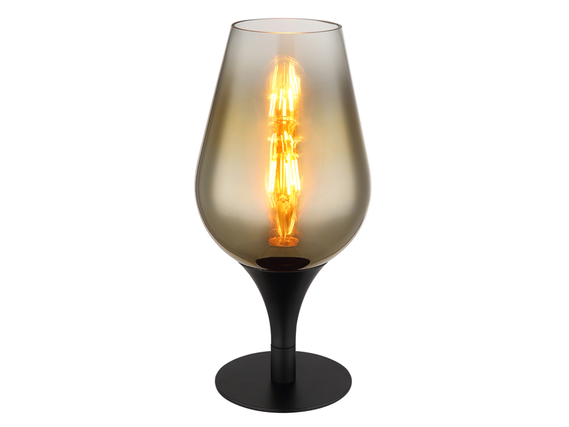 Ausgefallene Tischleuchte LAVUS mit Glas Lampenschirm Gold, Höhe 31cm