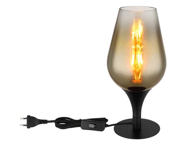 Ausgefallene Tischleuchte LAVUS mit Glas Lampenschirm Gold, Höhe 31cm