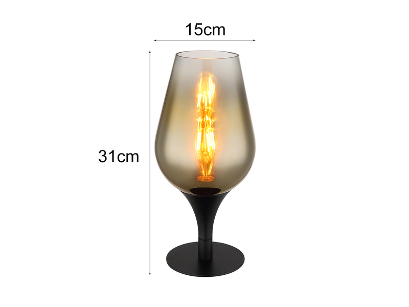 Ausgefallene Tischleuchte LAVUS mit Glas Lampenschirm Gold, Höhe 31cm