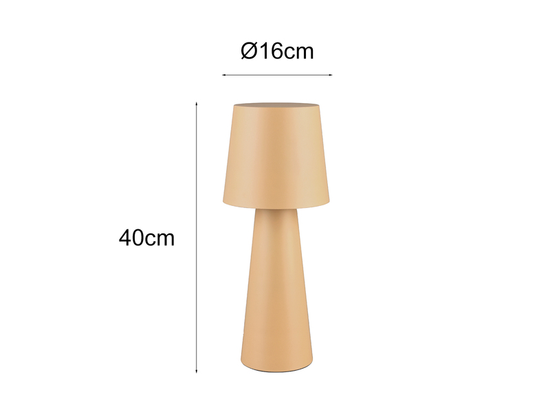 Große LED Tischleuchte aus Metall Beige, Höhe 40cm