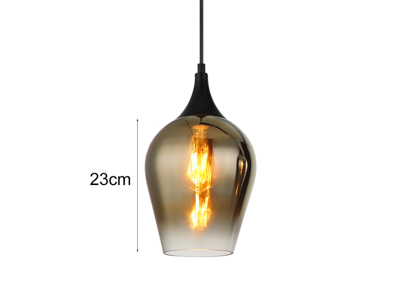 Ausgefallene LED Pendelleuchte 3-flammig Glasschirme bunt, B: 83cm