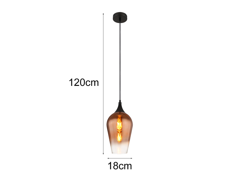 Kleine LED Pendelleuchte 1-flammig Glas Lampenschirm Kupferfarbig, Ø18cm