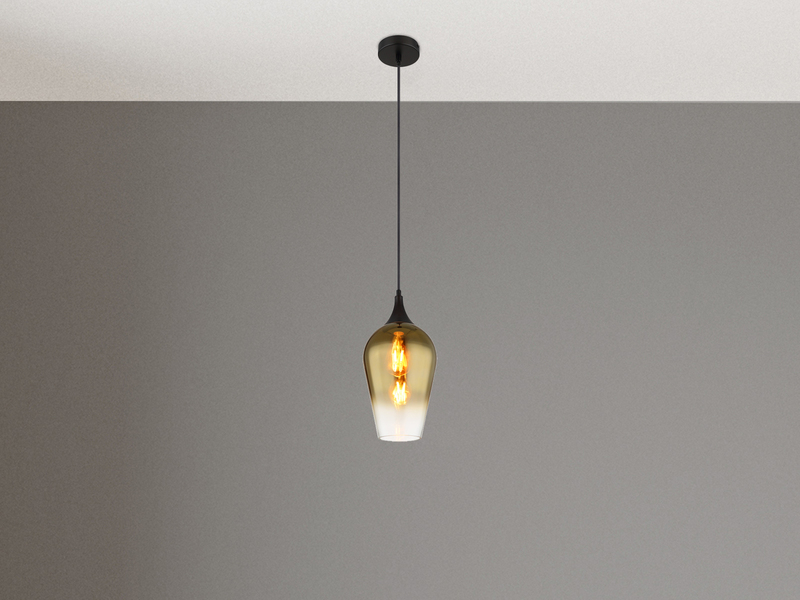 Kleine LED Pendelleuchte 1-flammig Glas Lampenschirm Gold, Ø18cm