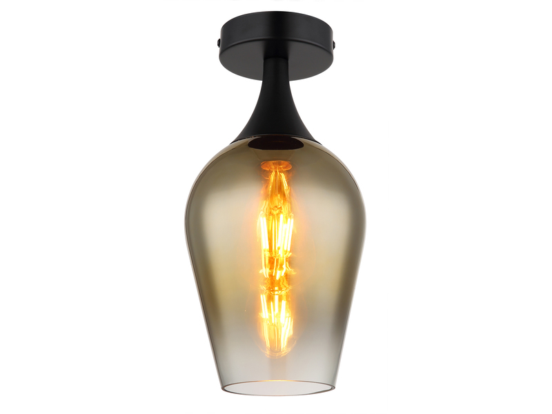 Kleine LED Deckenleuchte mit Glas Lampenschirm Gold, Ø15cm