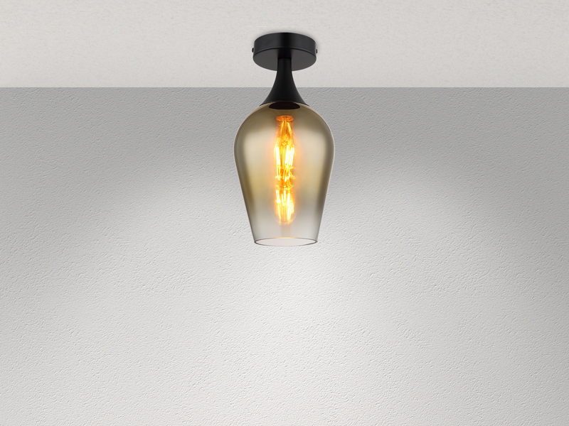 Kleine LED Deckenleuchte mit Glas Lampenschirm Gold, Ø15cm