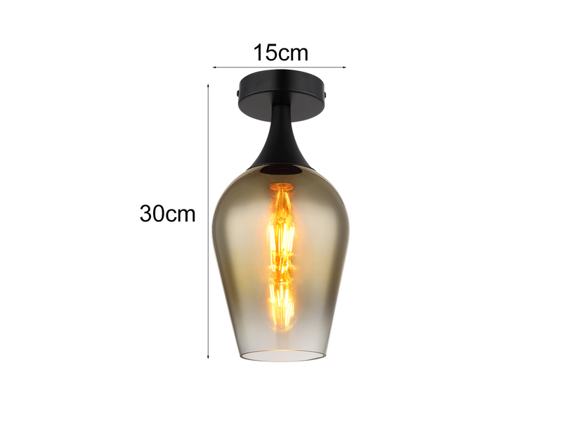 Kleine LED Deckenleuchte mit Glas Lampenschirm Gold, Ø15cm