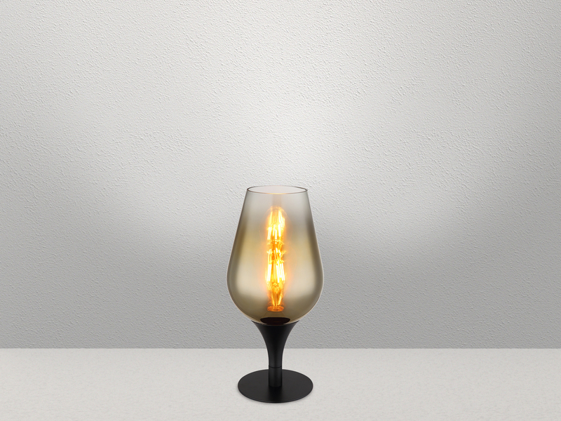 Ausgefallene LED Tischleuchte mit Glas Lampenschirm Gold, Höhe 31cm