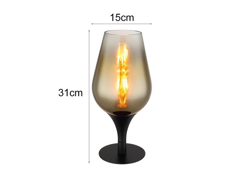 Ausgefallene LED Tischleuchte mit Glas Lampenschirm Gold, Höhe 31cm